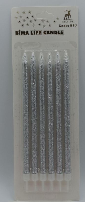 Gümüş Simli Doğum Günü Mumu 6 Lı Kod: 910